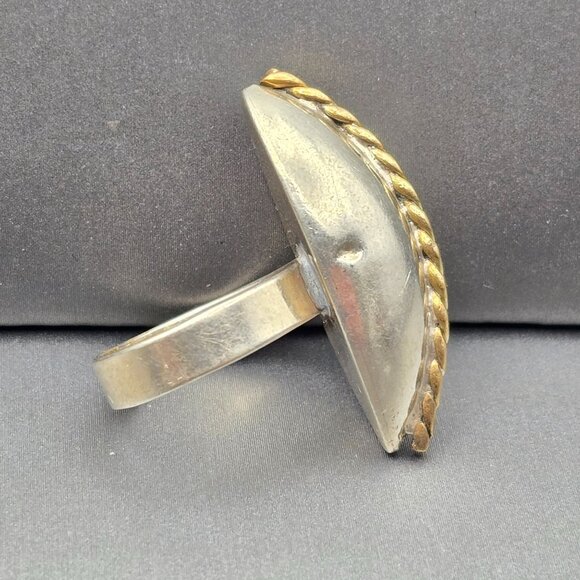 VTG Taxco Sterling Silver Marquise Dome Ring Size 6 TM-156 Rope Accent 8.04g - Picture 4 of 14